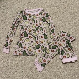 Little Sleepies Avocado Print Kids Bamboo Pajama Set - Pink and Green